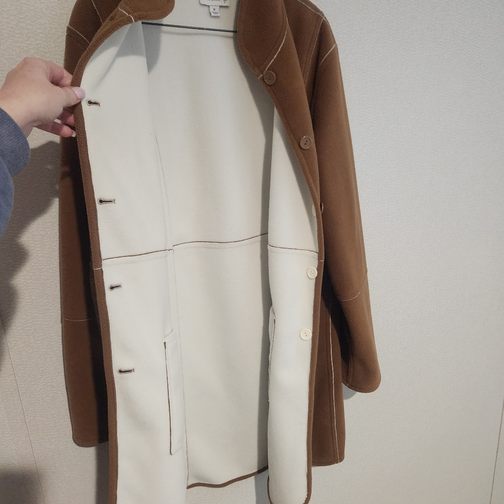 Susan Graver Reversible Fleece Lkng Coat Medium Knee Length - Picture 6 of 8